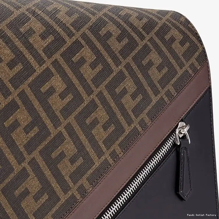 Vintage HOT Fendi FF Large Messenger Motif In Brown Bag Fabric 0627